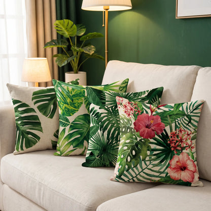 Capa de Almofada Decorativa Tropical em Linho