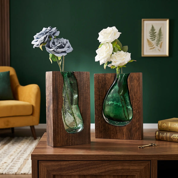 Vaso de Vidro Embutido para Flores – Decoração Rústica