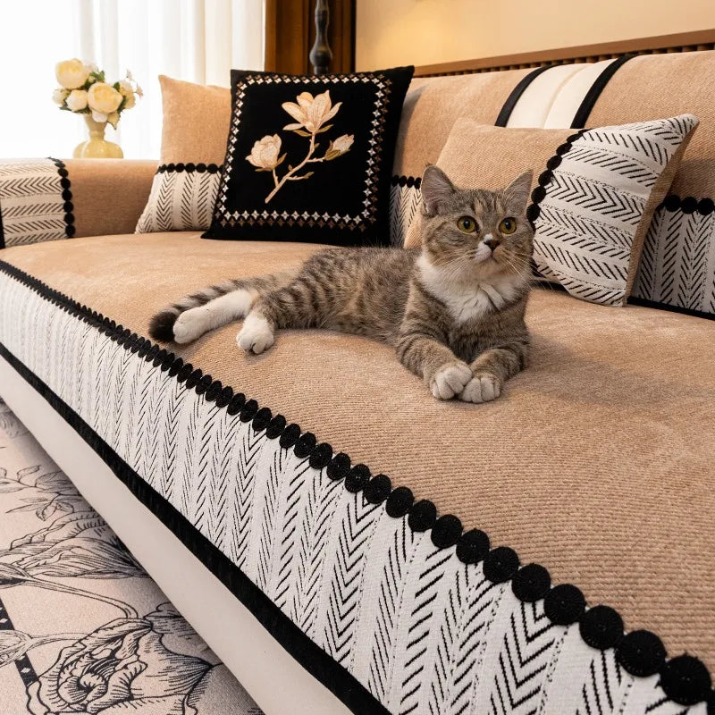 Cobertor de Sofa de Chenille para Sala de Estar