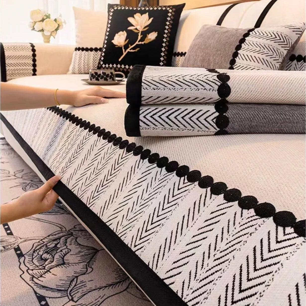 Cobertor de Sofa de Chenille para Sala de Estar