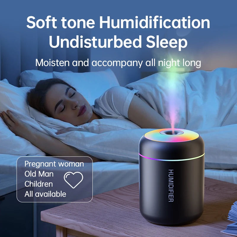 Mini Umidificador USB com Difusor de Aromas e Luz LED