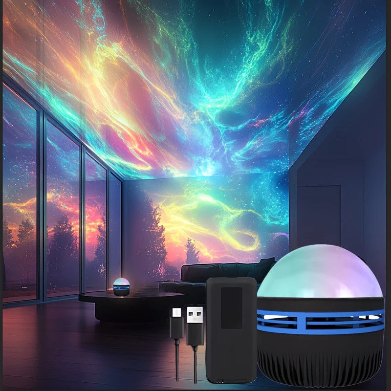 Mini Projetor de Aurora Boreal LED com Controle Remoto USB