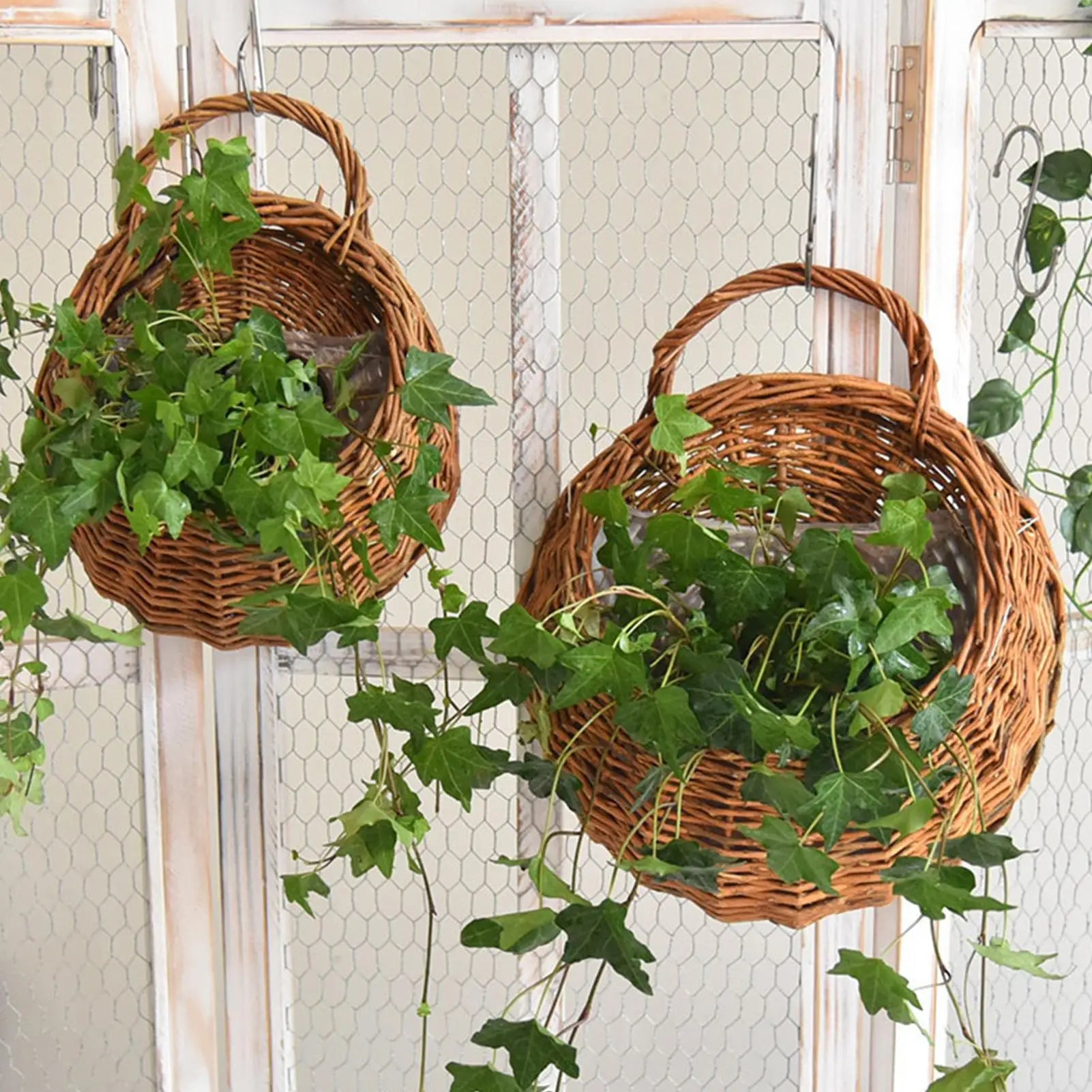 Cesta de Parede em Rattan Natural para Plantas