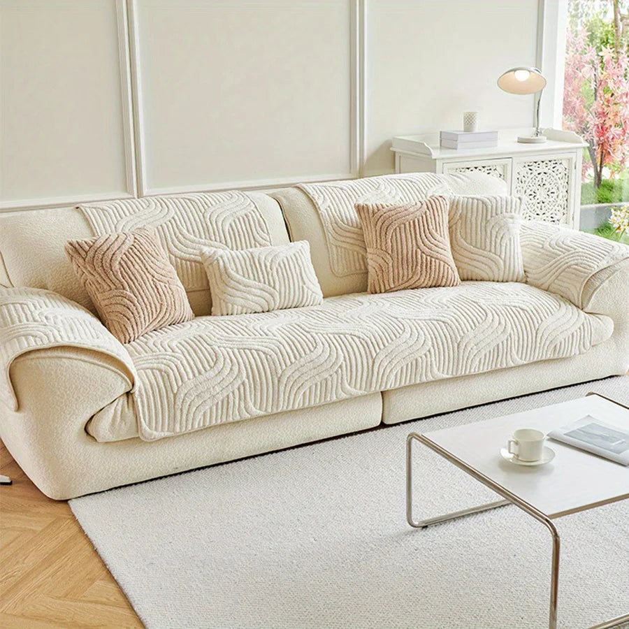 Cobertor de Sofa em Veludo com Estilo Listrado para Sala