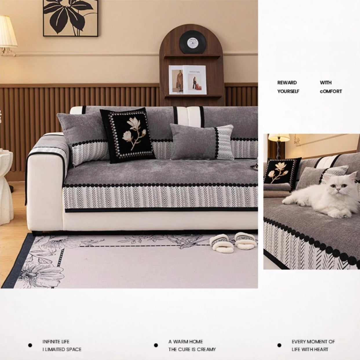 Cobertor de Sofa de Chenille para Sala de Estar