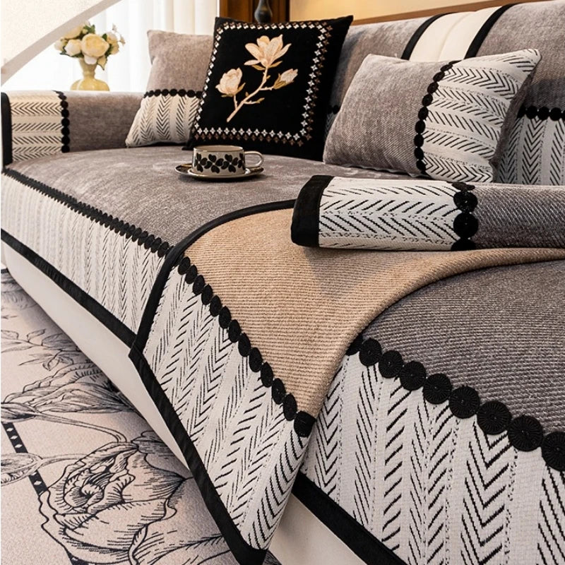 Cobertor de Sofa de Chenille para Sala de Estar