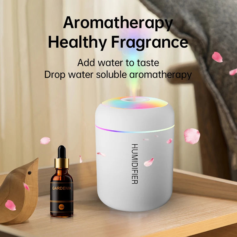 Mini Umidificador USB com Difusor de Aromas e Luz LED