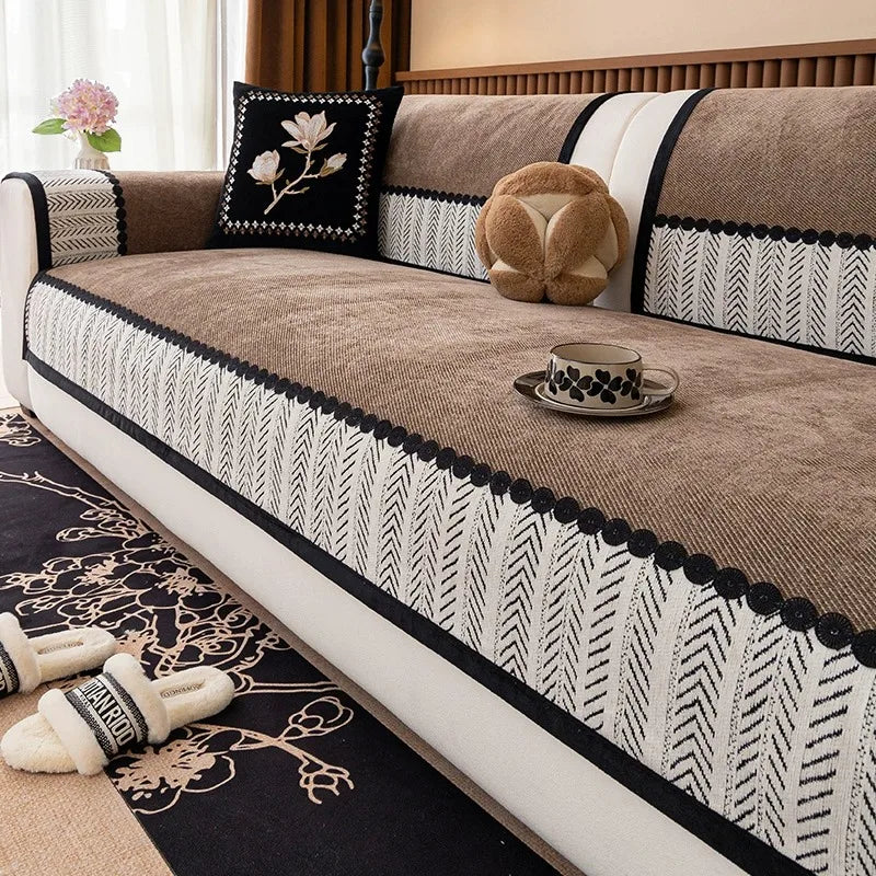Cobertor de Sofa de Chenille para Sala de Estar