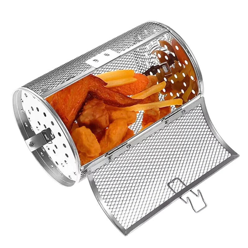 Cesto Giratório em Aço Inox para Air Fryer e Forno