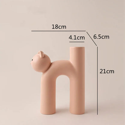Vaso de Flores Design de Gato em Cerâmica