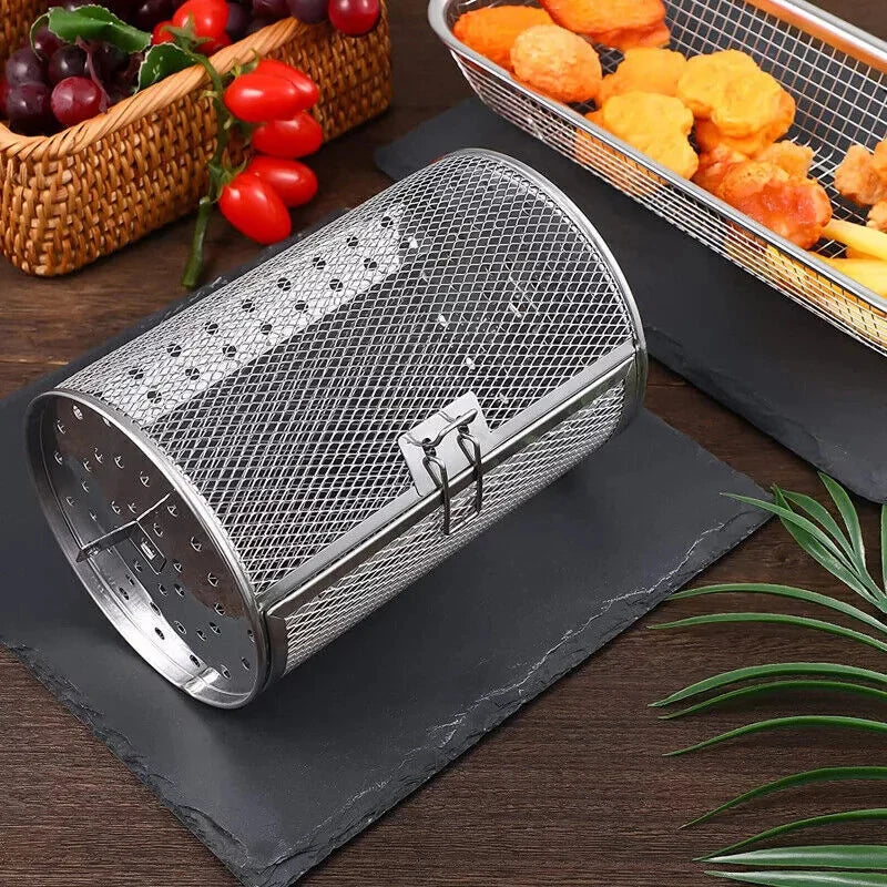Cesto Giratório em Aço Inox para Air Fryer e Forno