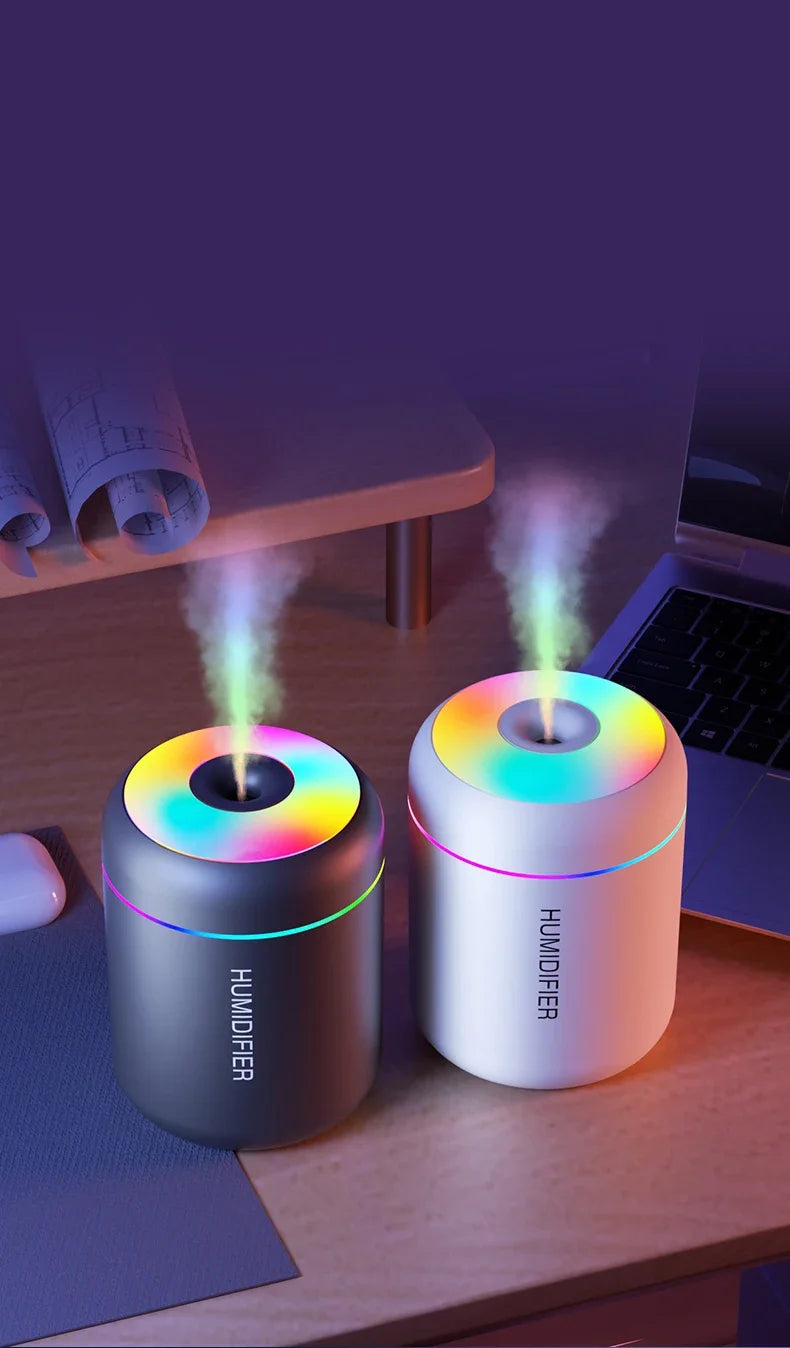 Mini Umidificador USB com Difusor de Aromas e Luz LED