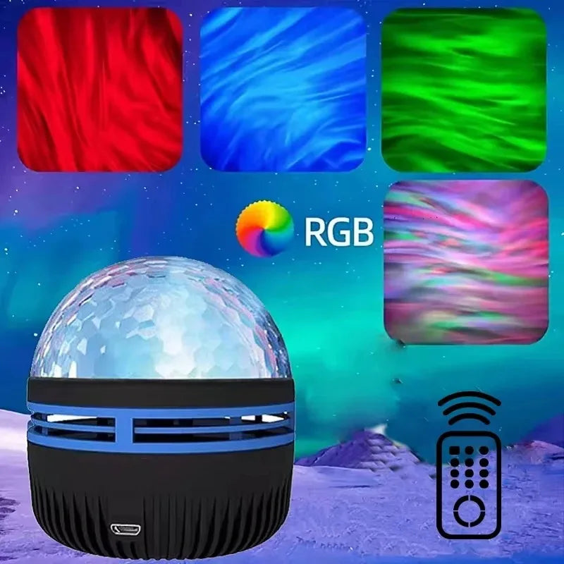 Mini Projetor de Aurora Boreal LED com Controle Remoto USB