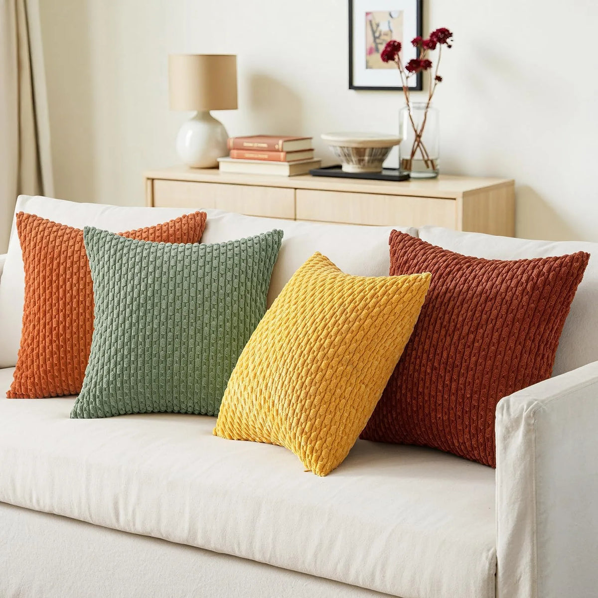 Capa de Almofada Decorativa em Corduroy Estilo Boho