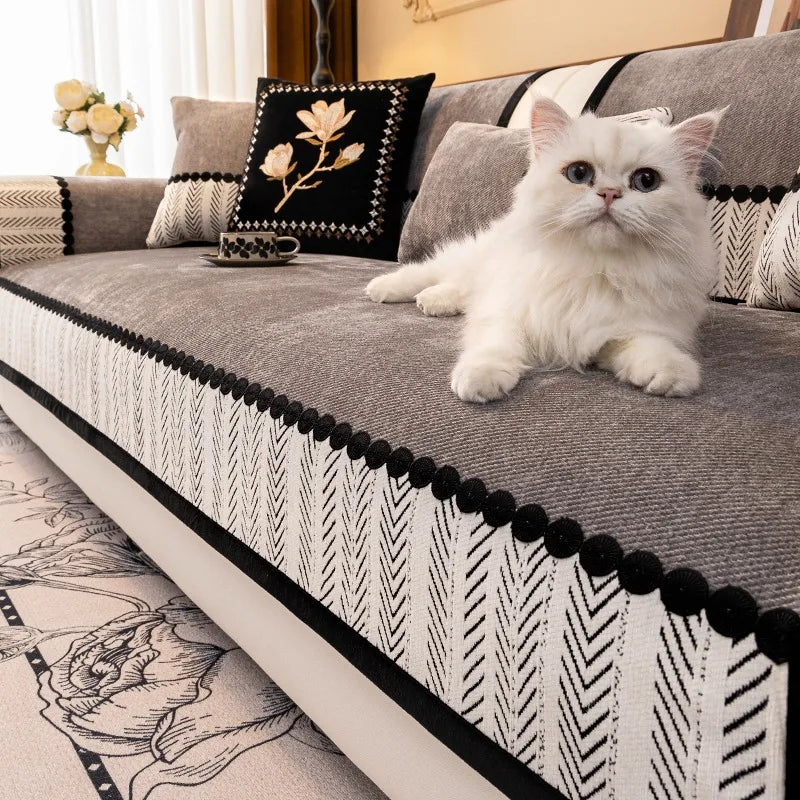 Cobertor de Sofa de Chenille para Sala de Estar