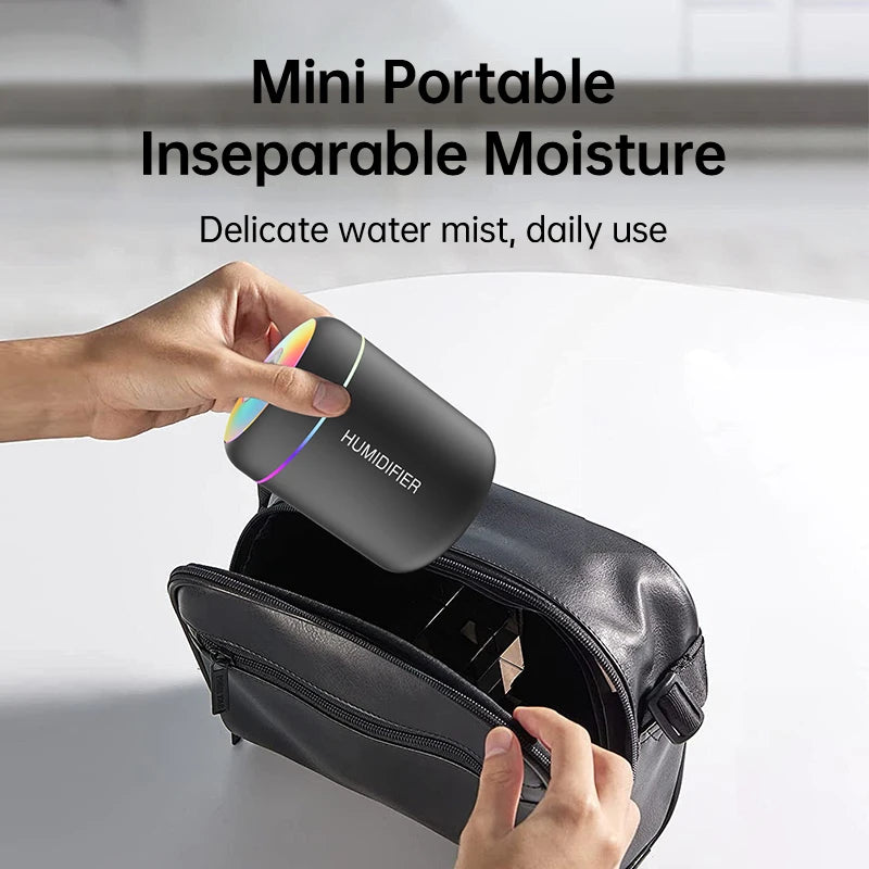 Mini Umidificador USB com Difusor de Aromas e Luz LED