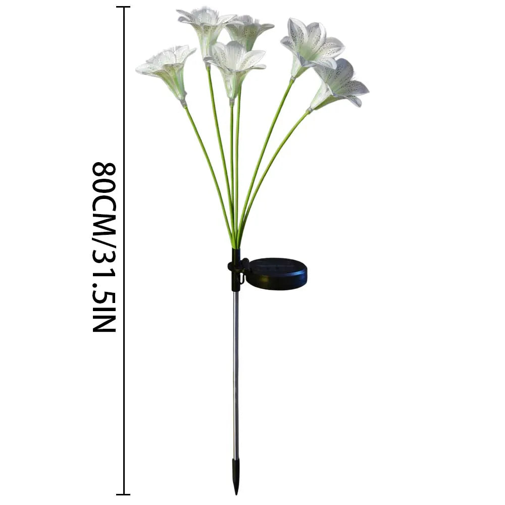 Kit de 6 Luminárias Solar Flor de Lírio com Fibra Óptica LED
