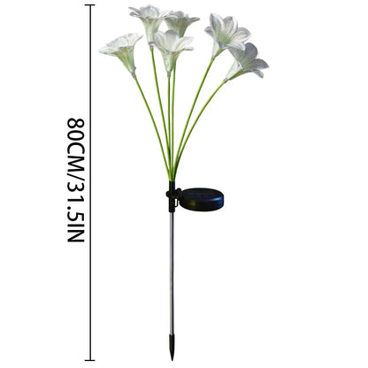 Kit de 6 Luminárias Solar Flor de Lírio com Fibra Óptica LED