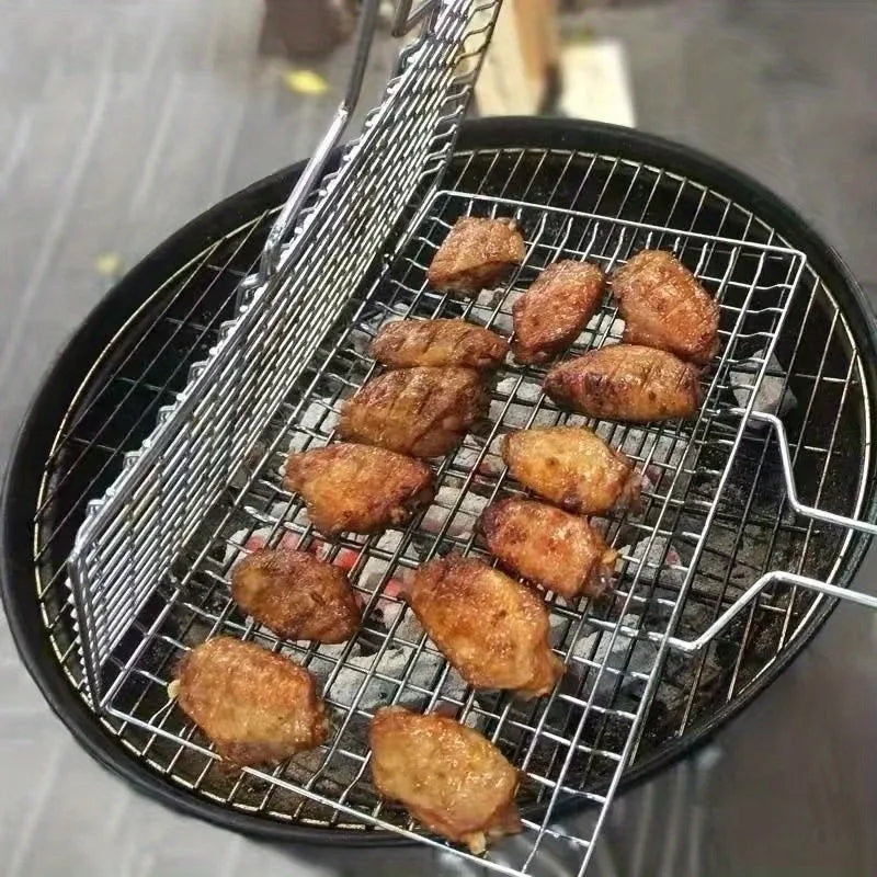 Cesto Grelhador Dobrável com Cabo Removível para Churrasco