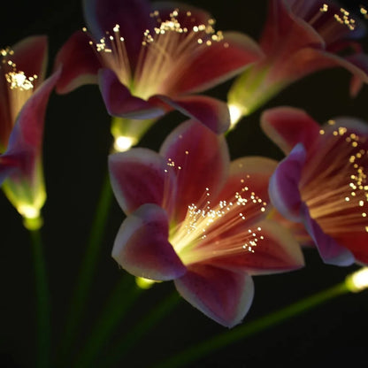 Kit de 6 Luminárias Solar Flor de Lírio com Fibra Óptica LED