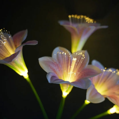 Kit de 6 Luminárias Solar Flor de Lírio com Fibra Óptica LED
