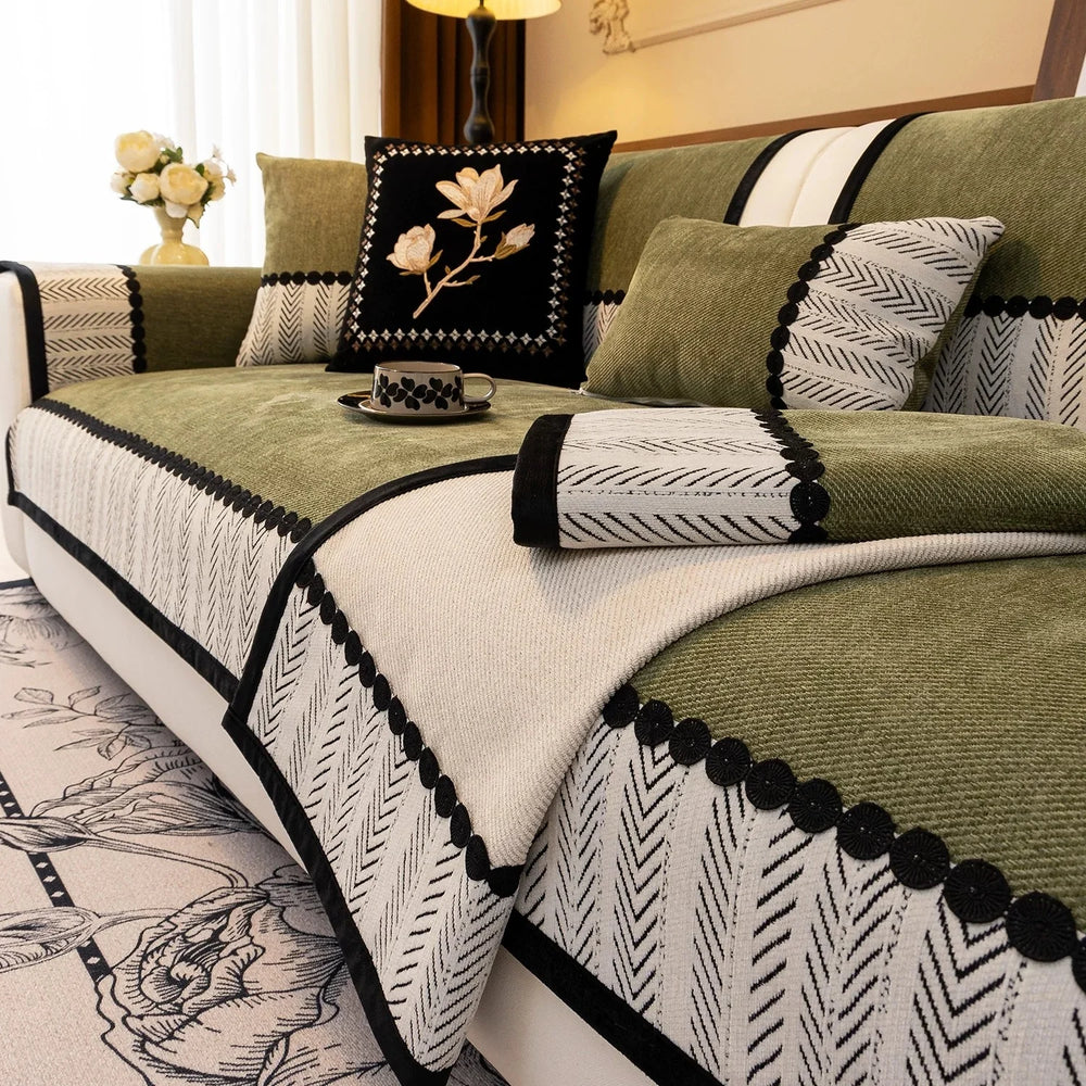 Cobertor de Sofa de Chenille para Sala de Estar