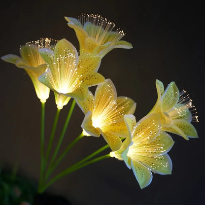 Kit de 6 Luminárias Solar Flor de Lírio com Fibra Óptica LED