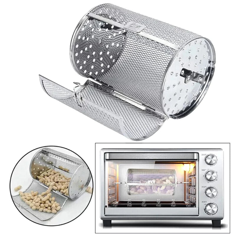 Cesto Giratório em Aço Inox para Air Fryer e Forno