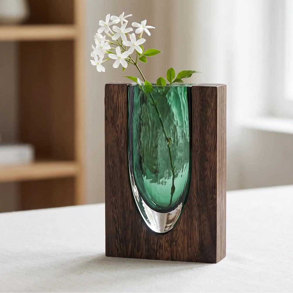 Vaso de Vidro Embutido para Flores – Decoração Rústica