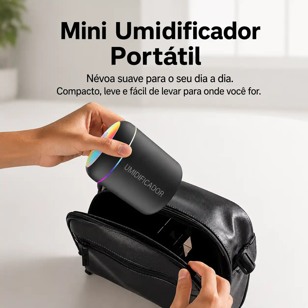 Mini Umidificador USB com Difusor de Aromas e Luz LED