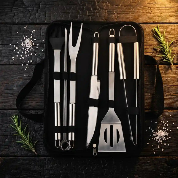 Kit Churrasco Portátil 9 Peças com Estojo