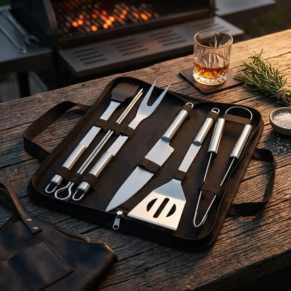 Kit Churrasco Portátil 9 Peças com Estojo
