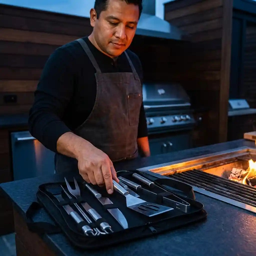 Kit Churrasco Portátil 9 Peças com Estojo